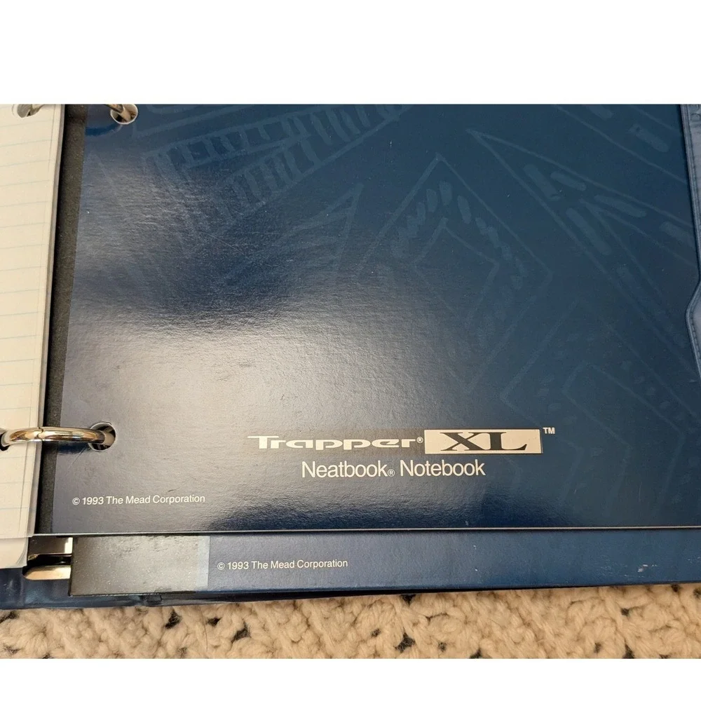 Vintage 1993 Mead Trapper Keeper XL Blue Textured Binder Neatbook Notebook 90s